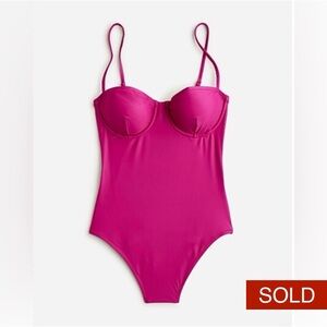 J. Crew Heritage One-Piece Swimsuit, Magenta Orchid, Women's 12 NWT